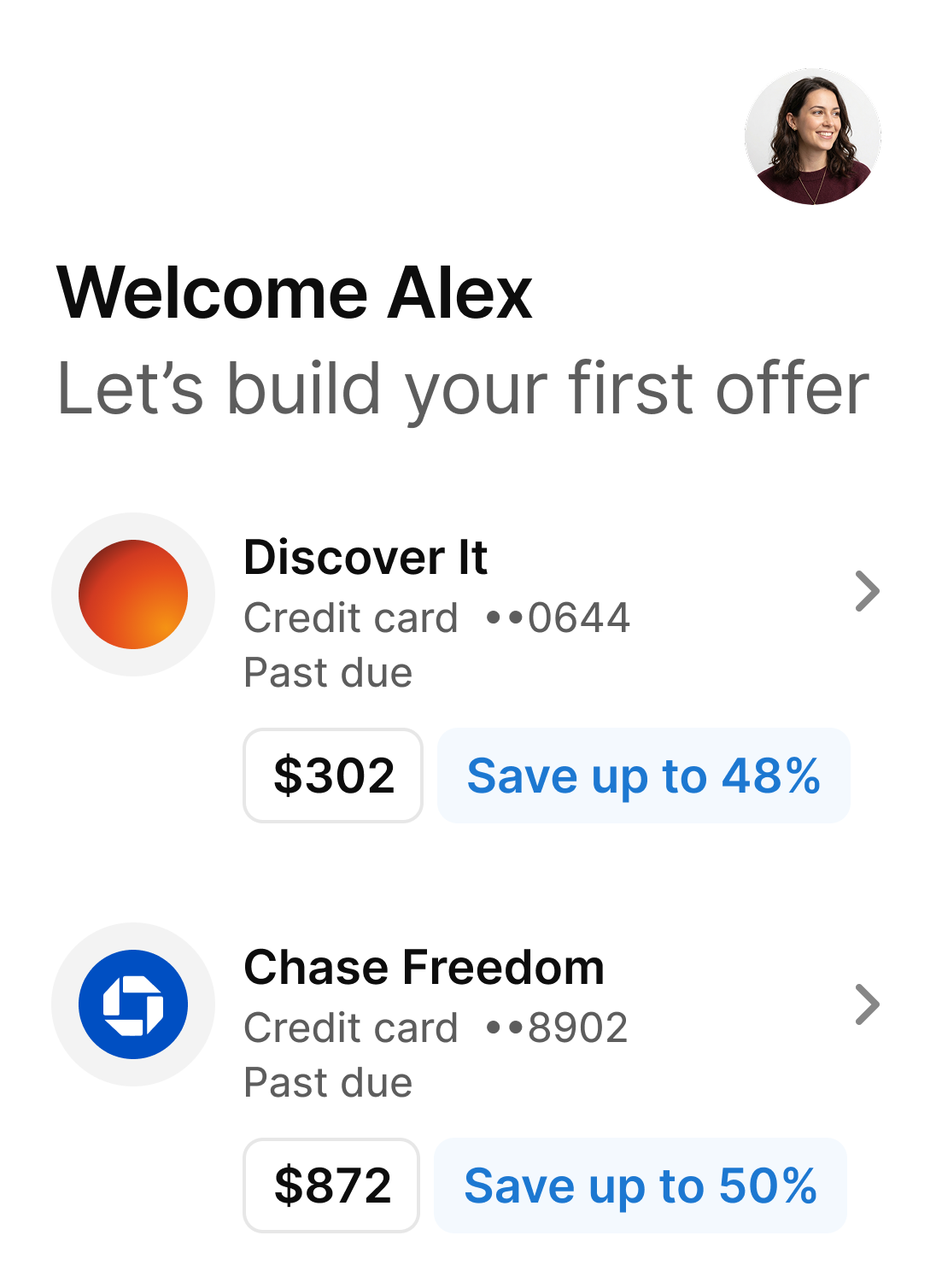 Worthy app showing your accounts ready to negotiate